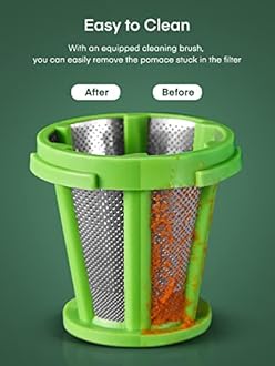 Juicer Machines, HOUSNAT Slow Masticating Juicers Whole Fruit and Vegetable, Professional Cold Press Juicer Extractor with Quiet Motor and Reverse Function Easy to Clean, Brush & Recipes Included