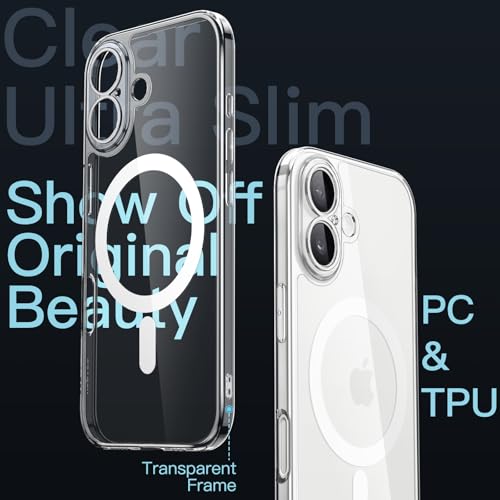 Image of JETech Magnetic Slim Case for iPhone 17 6.3-Inch Compatible with MagSafe, Camera Lens Full Protection, Ultra-Thin Lightweight Clear Minimalist Protective Phone Cover (Clear)