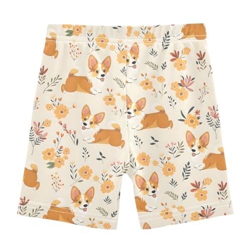 Retro Corgi Print Girls Shorts Elastic Waist Sports Shorts Girls Leggings Pants for 4-10 Years2