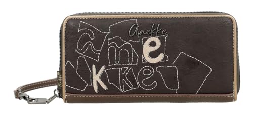 Anekke porte-monnaie femme Muse Bloom portefeuille multicolore et brun avec dragonne