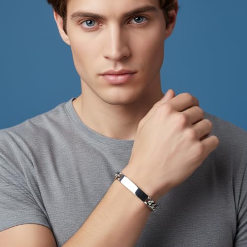 Pulsera Nautica de acero inoxidable para hombre 8 pulgadas miniatura 2