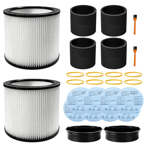 90304 Replacement Filter 90585 Foam Sleeve 90107 Dry Filter Kit Fit for shopvac Cartridge Filter 90304 90333 90350 90585 Replacement for Most Wet and Dry Vacuum Cleaners 5 Gallon and Above (224882)