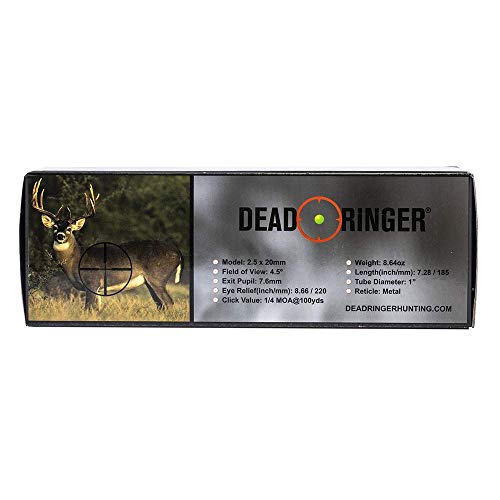 Dead Ringer 2.5 X 20Mm Shotgun Scope In Clamshell With Mounts, Compact Gun Scope, Black #TOP5
