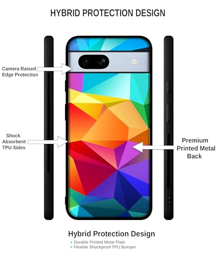 Image of Colorful Pattern Design Premium 2D Printed Metal Back Case Cover for Google Pixel 7A 5G