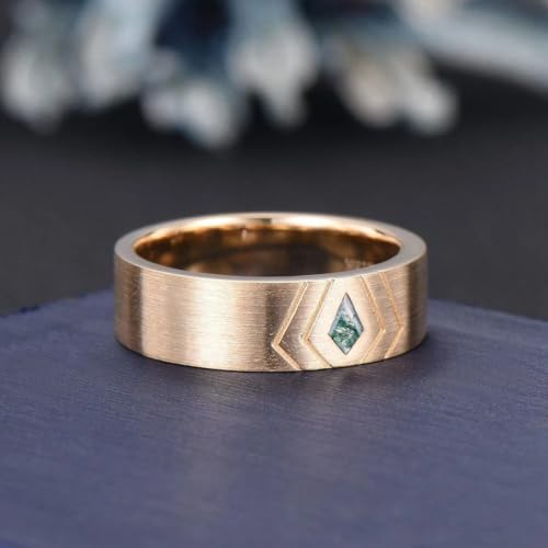 Moss Agate Ring Mens 925 Sterling Silver Custom Engraving Text Men's Wedding Rings Promise Ring Moss Agate Jewelry Gifts for Anniversary/Wedding/Engagement3