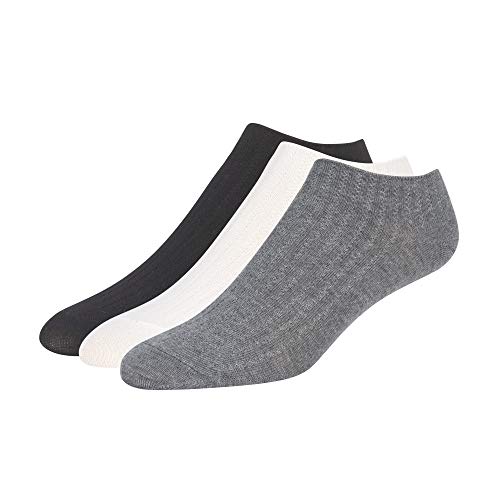Lemon Women's 3-Pack Liquid Modal Ped No Show Sock, Grey/White, One Size