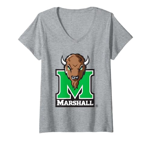 Womens Marshall Thundering Herd Icon Logo Officially Licensed V-Neck T-Shirt