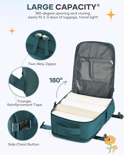Image of coofay Large Travel Backpack Carry on Flight Approved Mochila De Viaje Carry on Backpack for Airplanes Spirit Airlines Personal Item Bag 18x14x8 Inches Travel Bag Traveling Backpack for Women Men