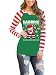 DREAGAL Women Long Sleeves Santa Claus Printed Christmas T Shirt Tops