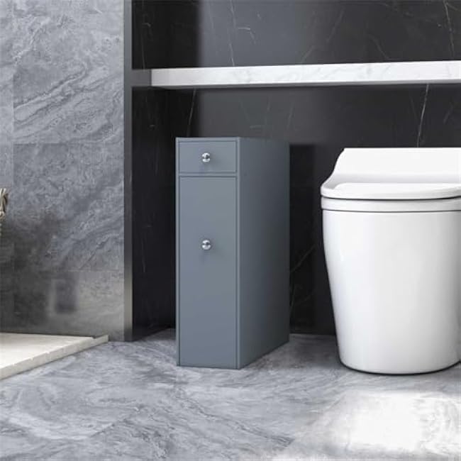 Modern Bathroom Floor Cabinet - Gray, Organize Space, Durable MDF, Slide-Out Drawers, Easy Assembly, 6.8x19x22.8 Inch