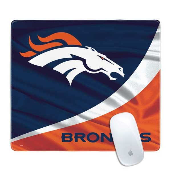 Skinit Small Gaming Mouse Pad - Officially Licensed Denver Broncos Design with Stitched Edges, Waterproof, Non-Slip Rubber Base, Desk Mat for Keyboard & Mouse, 12.6