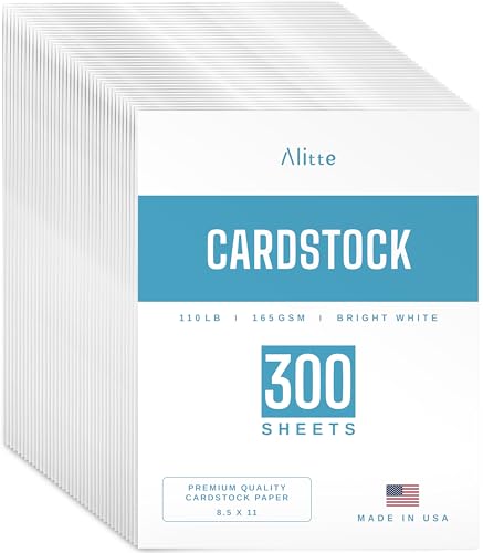 Cardstock Paper | 300 Pack, White Card Stock Printer Paper 8.5 x11, Heavyweight Thick, 110 lb, Premium Smooth Sheets and Printer Compatible - for Crafts, Cards, and Business