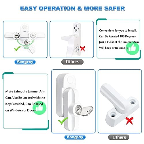 Window Sash Jammer Locks Set 2 PCS Window Locks and Door Jammer Upvc Sash Jammer for Home Security uPVC Windows and Doors White Zinc Cast Alloy - Image 3