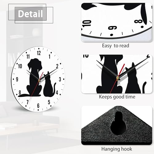 Horloge murale chat noir idée cadeau originale pour passionnés d'animaux - 5