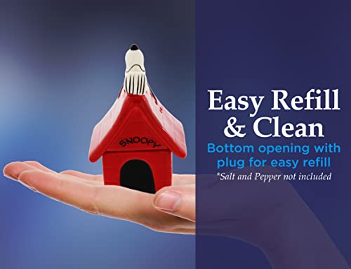 Best Brands Disney Salt And Pepper Shakers Set Of 2 - Ceramic Snoopy Sleeping On His Doghouse, Perfect For Any Tabletop - Easy To Fill With Rubber Stopper - Red/White, Glossy Finish #TOP3