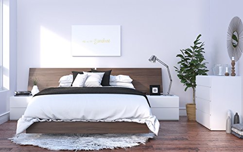Nexera Alibi Queen Size Platform Bed, Walnut #TOP4