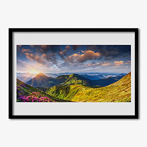 Affiche avec cadre salon et chambre Tulup vue montagne ensoleillée 70x50cm