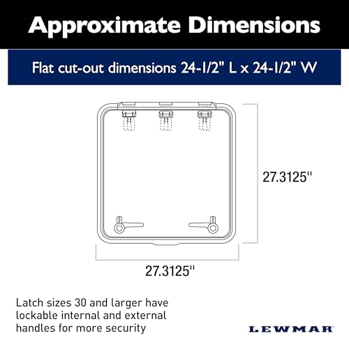 Image of Lewmar Flat Base Ocean Boat Hatch - Size 70, Corrosion-Resistant Anodized Aluminum Frame, CE-Certified, Lockable Handle, Friction Levers Open in All Positions Up to 90 Degrees