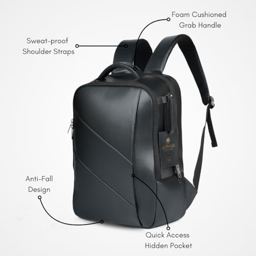 Image of Impulse Pioneer Premium Business Backpack | Unisex Office Bag in Vegan Leather | 27L Water Resistant with 15.6 inch Laptop Sleeve, Anti-Theft Pocket & Padded Straps