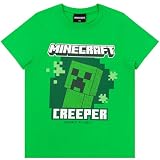 Minecraft Maglietta da ragazzo Creeper, Verde Creeper, 134 cm
