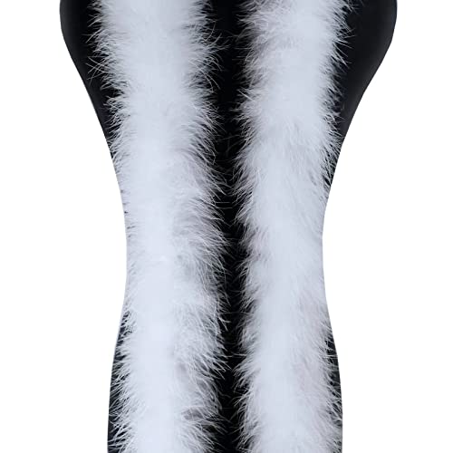Z Jones 2.15 Yards 40G Fluffy Marabou Feather Boas For Dancing Wedding Crafting Party Dress Christmas Tree Halloween Costume Decoration(White) #TOP21