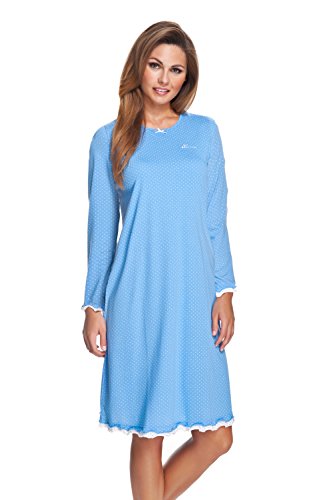 Chemise de nuit e.Femme douce en coton et modal bleu marine