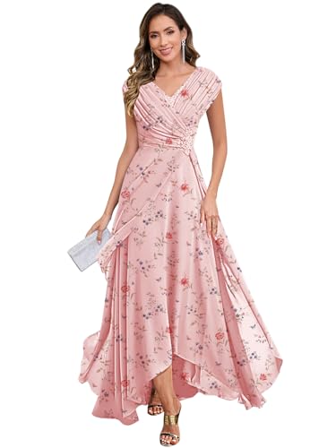 Tea Length Mother of The Bride Dresses Chiffon Cape Sleeve Sequin Lace Formal Wedding Guest Dress