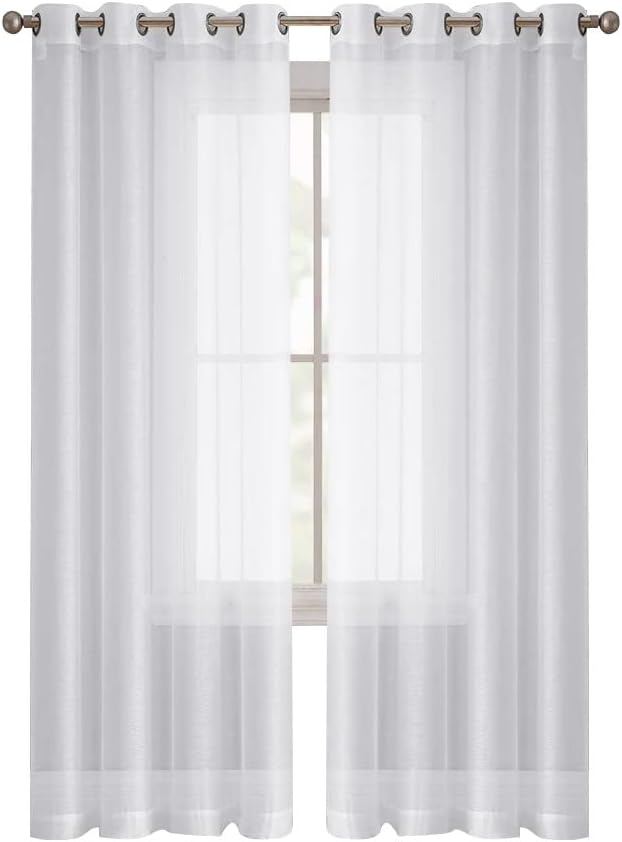Arabest Sheer Curtains, 2 Panels Semi Transparent Basic Rod Pocket Voile Window Curtain Panels for Yard, Patio Bedroom and Living Room Decor (135x273cm, White)