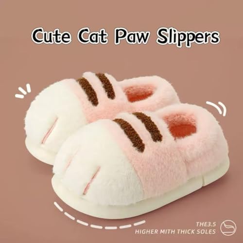 Cat Paw Slippers Indoor Outdoor, Winter Warm And Fluffy House Shoes For Women With Non-Slip Rubber Sole, Cozy Plush Slippers2