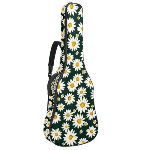 Housse guitare acoustique 106 cm motif marguerites pour basse et classique