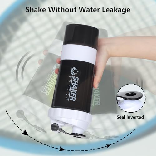 Image of XTK Shaker Bottle Protein Shaker Bottles with Storage and Mix Ball, 16OZ Sports Water Bottle with Pill Organizer,Leak Proof Portable Shaker Cup for Protein Mixes and Pre Work Out,BPA Free(white)