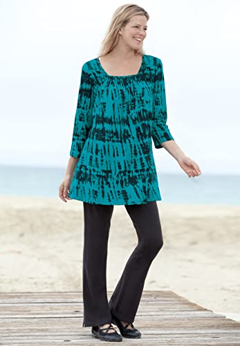 Woman Within Plus Size Womens Plus-Size Stretch-Cotton Knit Pull-On Bootcut Leggings4