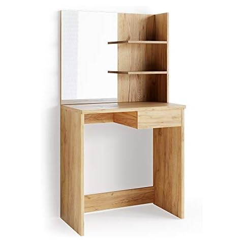 Vicco Schminktisch Dekos - Stilvoller Kosmetiktisch mit Spiegel, Ablagen und Schublade für Mädchen und Damen - 75 x 40 cm, Goldcraft Eiche Cover