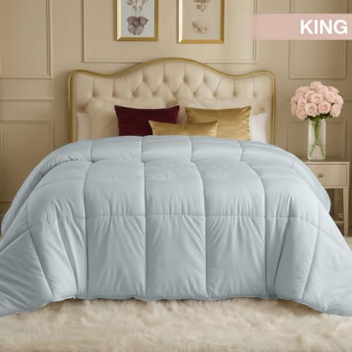 Image of Utopia Bedding Comforters King Size, All Season Duvet Insert, Down Alternative Box Stitched Bed Comforter with Corner Tabs, Machine Washable (Light Grey)