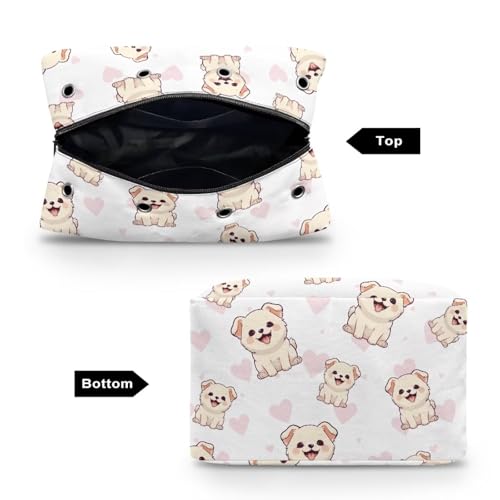 Image of Drnuikhe Cute Puppy Print Crochet Bag Kitting Bag for Yarn Storage Crochet Bag Knitting Bag Yarn Storage with Shoulder Strap for Crochet Hooks Skein