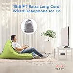 Long Cord Wired Headphones for tv, Over Ear Headphone tv Watching for Seniors with Extra Long Cord, Universal 3.5mm AUX Audio(9.6FT)