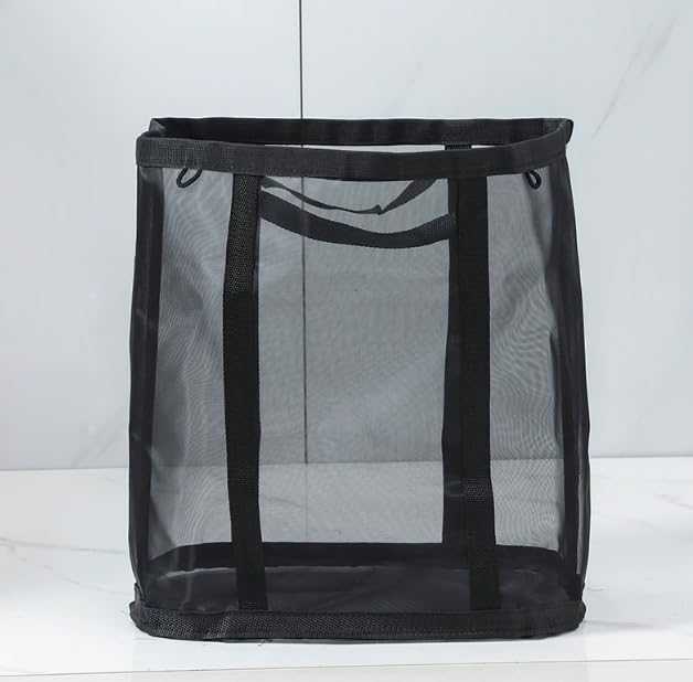 ランドリーバッグ 折りたたみ 大容量 洗濯かご メッシュ 通気性 軽量 洗濯バッグ ランドリーバスケット 洗濯物入れ 収納 壁掛け 取っ手付き 家庭用 大きいサイズ ブラック