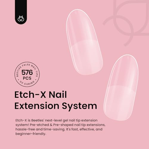 Image of Beetles Gel Nail Tips Short Oval 576Pcs, 12 Sizes Pre-Shaped Half Matte Press On Nails Gelly Tips False Nails for Gel Full Cover False Nails Home DIY Nail Salon Gifts for Girls Women