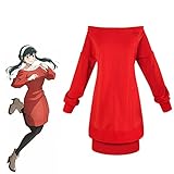 Cuzeolin Spy Family Costume Yor Forger Cosplay Red Dress Halloween Dress Up Uniform for Womens Girls M