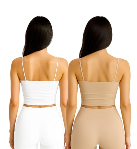 Image of Women's Seamless Long Crop Top Combo | Lightly Padded Smooth Stretchable Camisole Bra for Daily Comfort & Support | Pack of 2