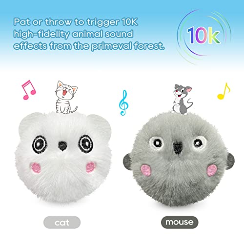 Buntyjoy Cat Toys, Free-Switch Designed Chirping Balls, 2 Pack Fluffy Plush Catnip Toys, Interactive Cat Toy For Indoor Cats Exercise, Fun Kitty Kitten Kicker Toys, Cartoon Animal Shaped #TOP2