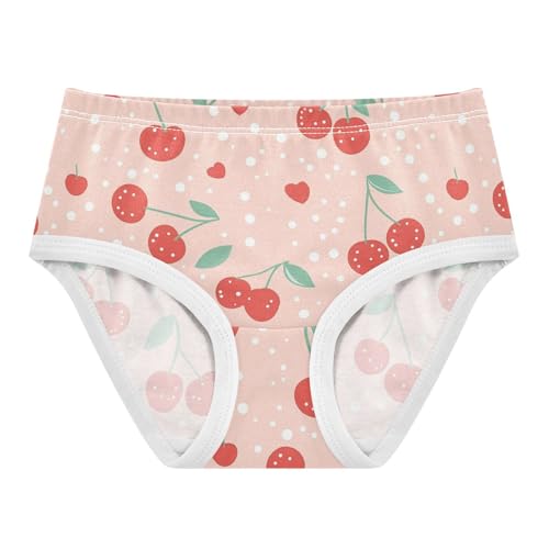 Wusikd Cherry Hearts Girls' Underwear Cotton White Dots Girls Briefs Soft Toddler Underwear 2T