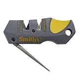 Smith's 50918 Pocket Pal Knife Sharpener - Preset Carbide & Ceramic Stone - Fold-Out Diamond Coated Rod - Outdoor Knife & Hook Sharpener - Handheld, Compact, Lightweight - Ergonomic Grip Multitool