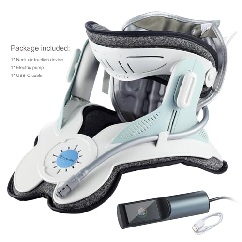Cervical Neck Traction Device: Neck Stretcher for Cervical Pain Relief, Electric Air Pump with 3 Power Traction, Built-in 8 Airbag, Improved Stretcher for Spine Alignment Neck Decompression (Gray)