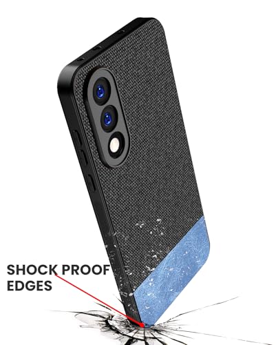 Image of Kapa Soft Fabric & Leather Hybrid Protective Back Cover for OnePlus Nord 5 | Shockproof Slim Hard Anti Slip Back Case (Black,Blue)