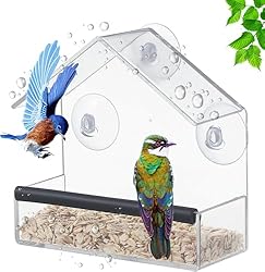 Xemnys Comedero para Pájaros de Ventana, Comederos...: 【VENTOSAS FUERTES】Este comedero de pájaros para ventanas está diseñado con fuertes ventosas. Nuestro comedero de pájaros montado en la ventana nunca se caerá. No necesita montaje: instalación rápida y fácil en tu ventana. Visión clara: comedero para ...
