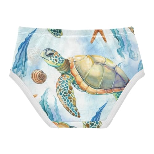 Cotton Toddler Underwear Floral Watercolor Sea Turtle Little Girl Panties Aesthetic Undies Kids Briefs 2t2