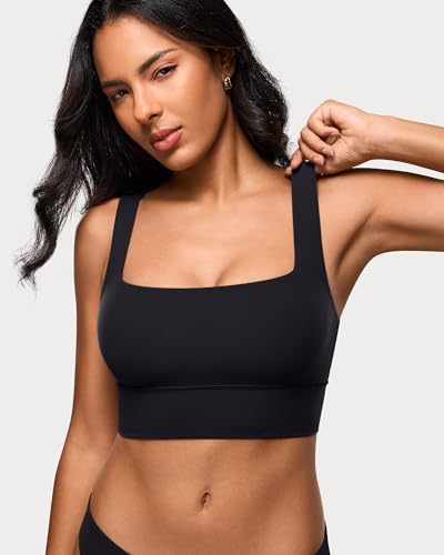 Image of INLYRIC Women's Inbarely Outwear Longline Square Neck Bralette Supportive Unlined No Underwire Yoga Sports Bra