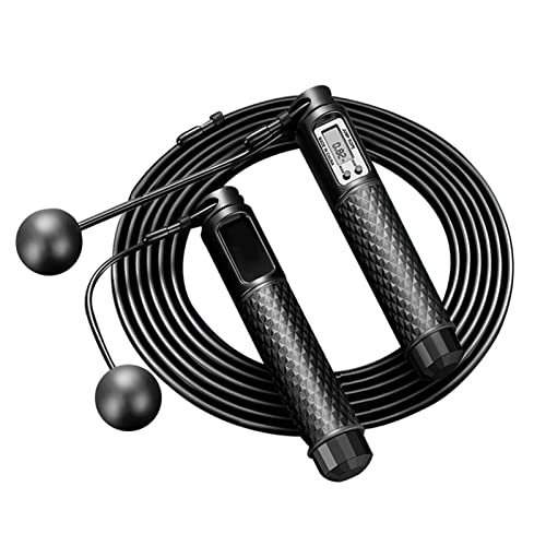 Saltar cuerdas para fitness,Contador de salto de cuerda de velocidad para interior/exterior - Cuerda de salto digital ajustable de 4 modos de conteo con rodamientos de bolas y mango antideslizante