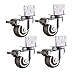 Castors Rolki do szopki bożonarodzeniowej, ciche gumowe kółka skrętne, 50 mm, uniwersalne kółka obrotowe z hamulcem, kształt litery L, gniazdo 120 kg, do biurka, stołu, regału, 4 szt.